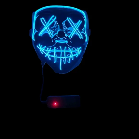 Led Plastic Glow Mask 3 Mode Lighting Halloween Cosplay Rave Club Party Purge - Picture 3 of 6
